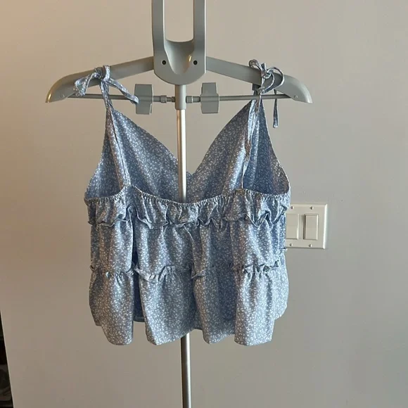 FLORAL TIED STRAP TIERED RUFFLE TANK TOP - Picture 2 of 4